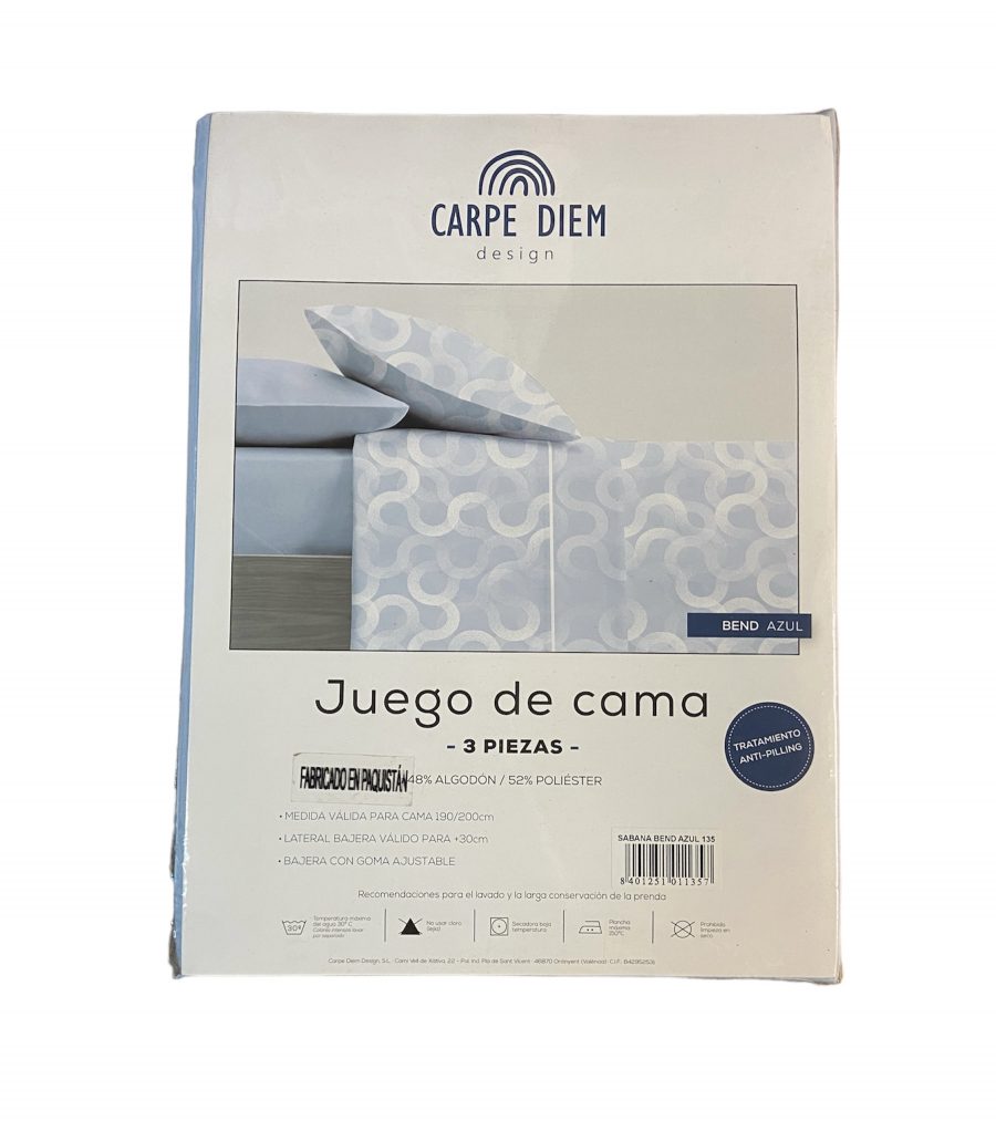 Carpe Diem Juego de sabanas estampado Bend con una composición de 48% algodón y 52% poliéster, valido para todas las medidas. - Imagen 4