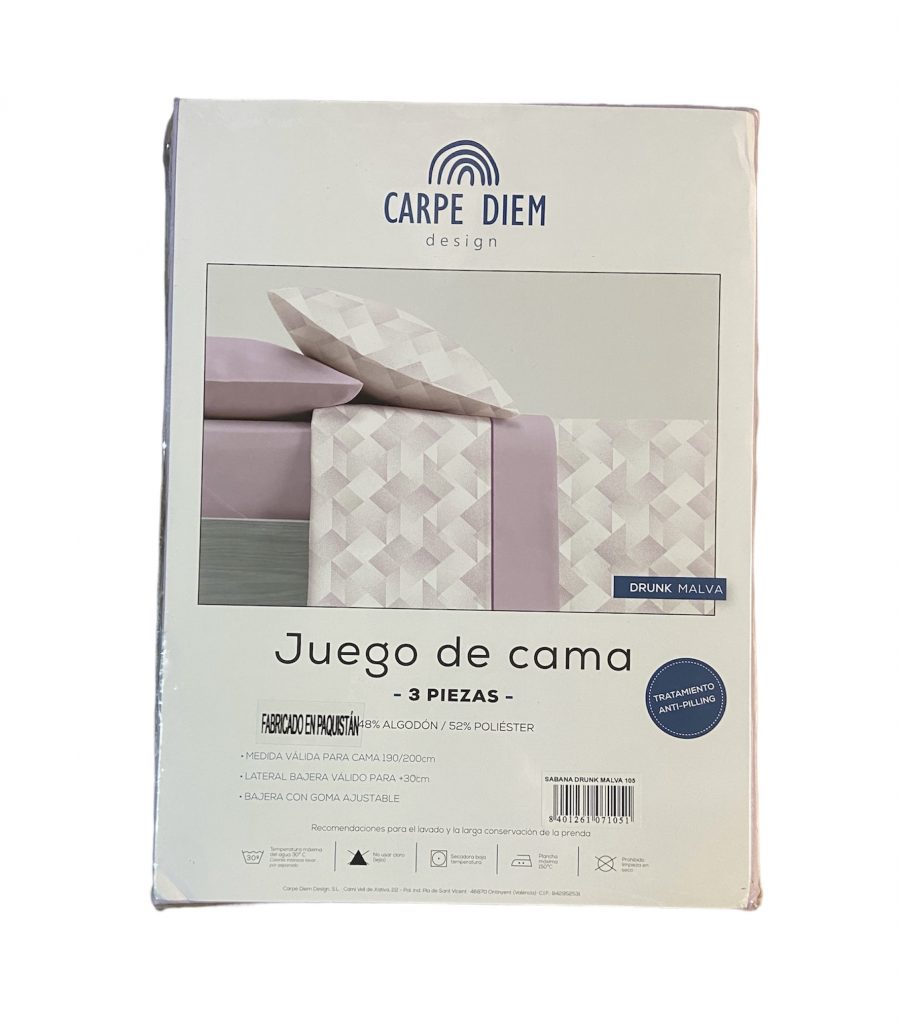 Carpe Diem Juego de sabanas estampado Drunk con una composición de 48% algodón y 52% poliéster, valido para todas las medidas. - Imagen 4