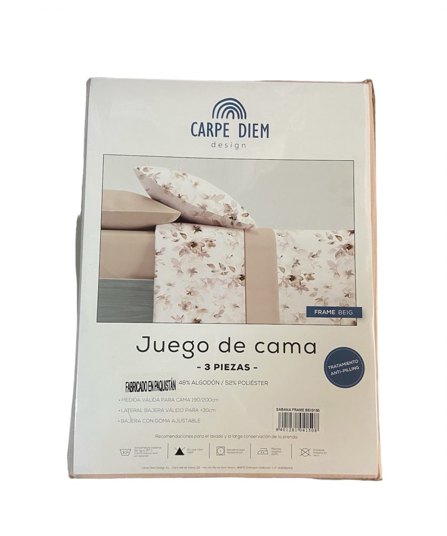Carpe Diem Juego de sabanas estampado Frame con una composición de 48% algodón y 52% poliéster, valido para todas las medidas. (copia) - Imagen 4